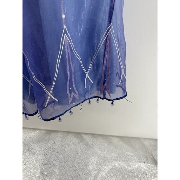 Disney Frozen Elsa Blue Dress With Embroidered Details & Sheer Overlay For Girls - Picture 4 of 5